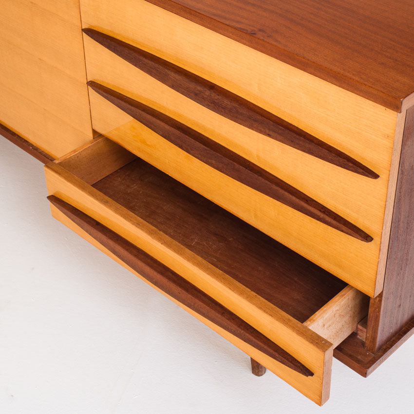Buffet - vintage sideboard in two tones of wood - France, 1960s