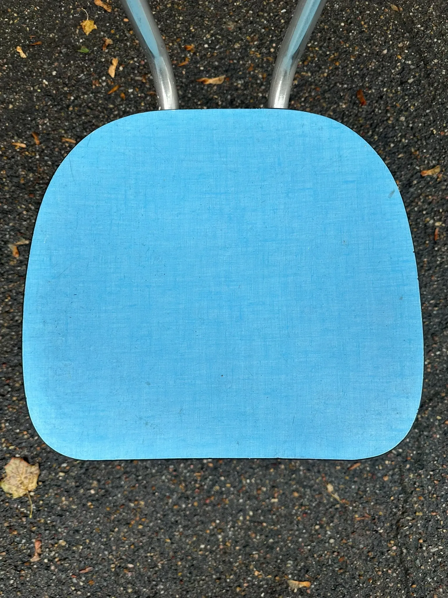 Vintage chair in sky blue Formica with chrome metal 1