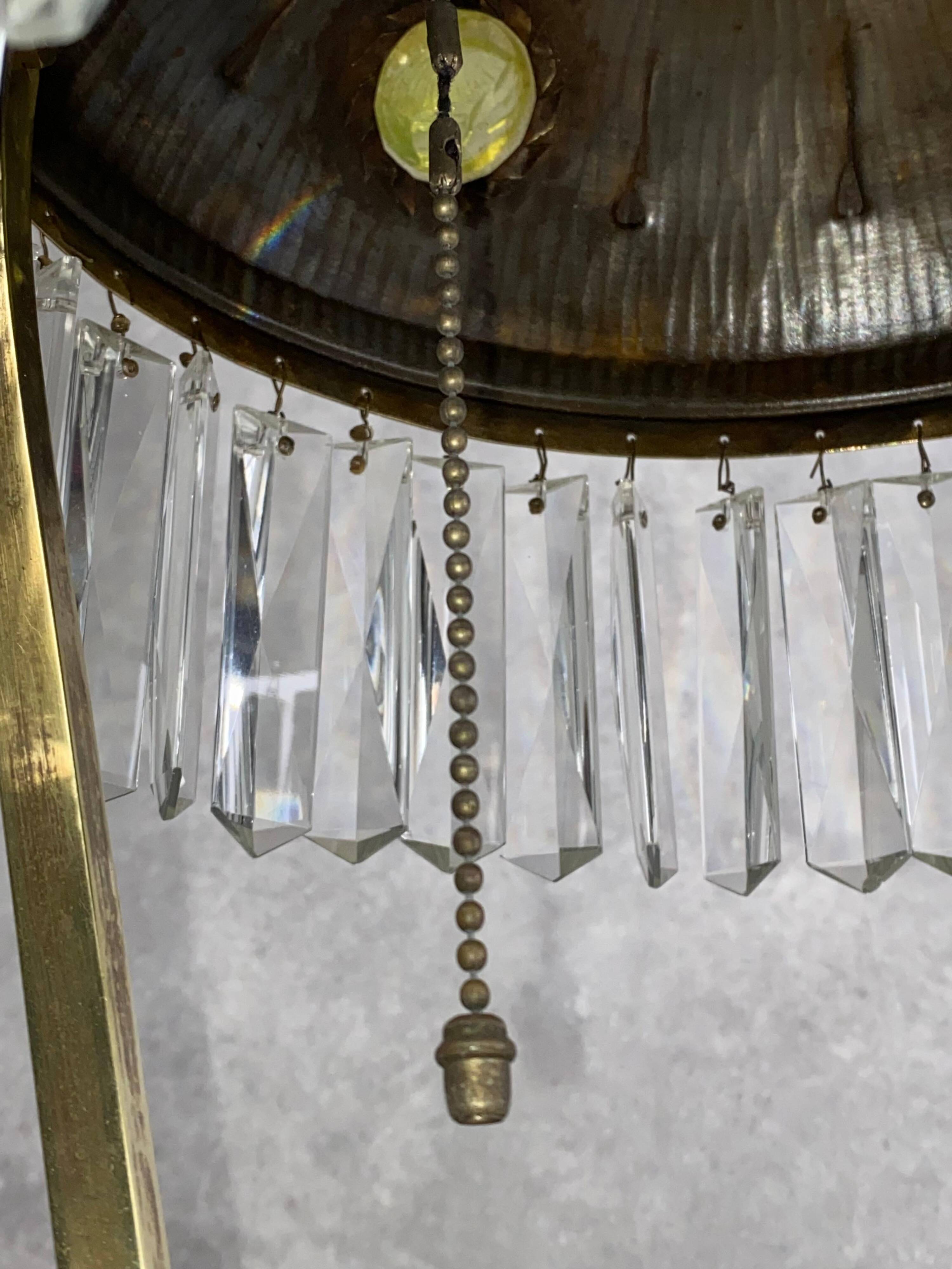 Large Jugendstil desk lamp with crystals