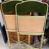 Pair of vintage green velvet folding chairs