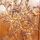 3 carved wooden panels, floral and animal decorations, Indochina