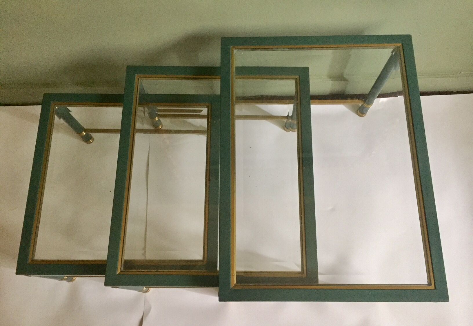 Nesting tables in green glass