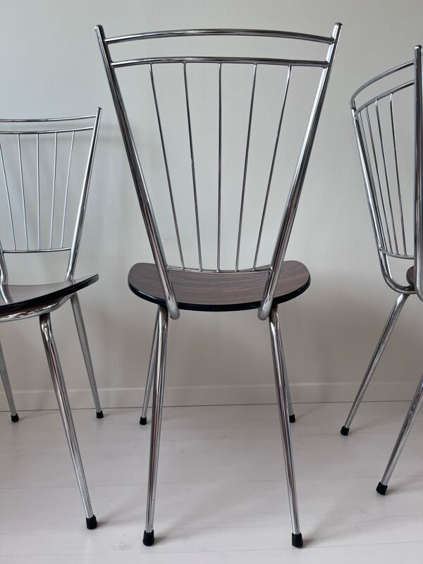 Lot de 3 chaises en formica et chrome années 70