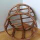 Rattan wicker pouffe from the 70s with cushion.