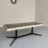 Ancienne table basse en pierre mosaïque design années 70 pied métal vintage