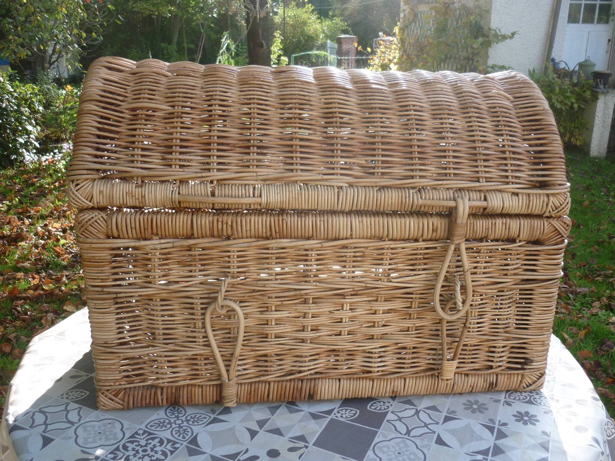 Vintage rattan trunk