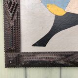 Abstract painting on wood panel