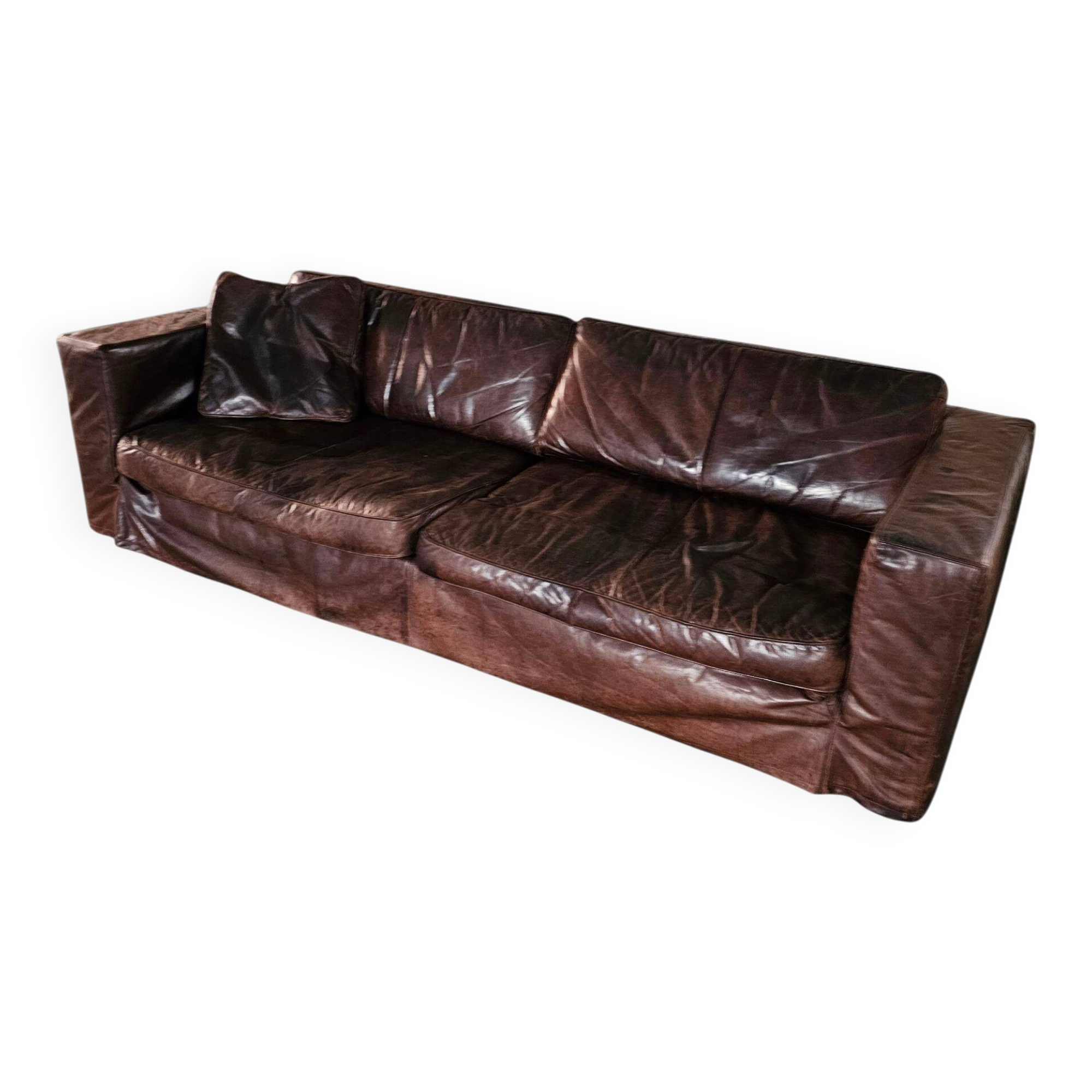 Massive / loose cover / brown leather / lounge sofa / 1970s/