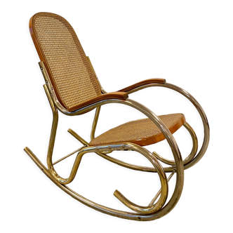 Rocking-chair en cannage années 70