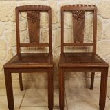 2 solid wood art deco chairs