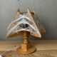 Geometric wood and string-art table lamp