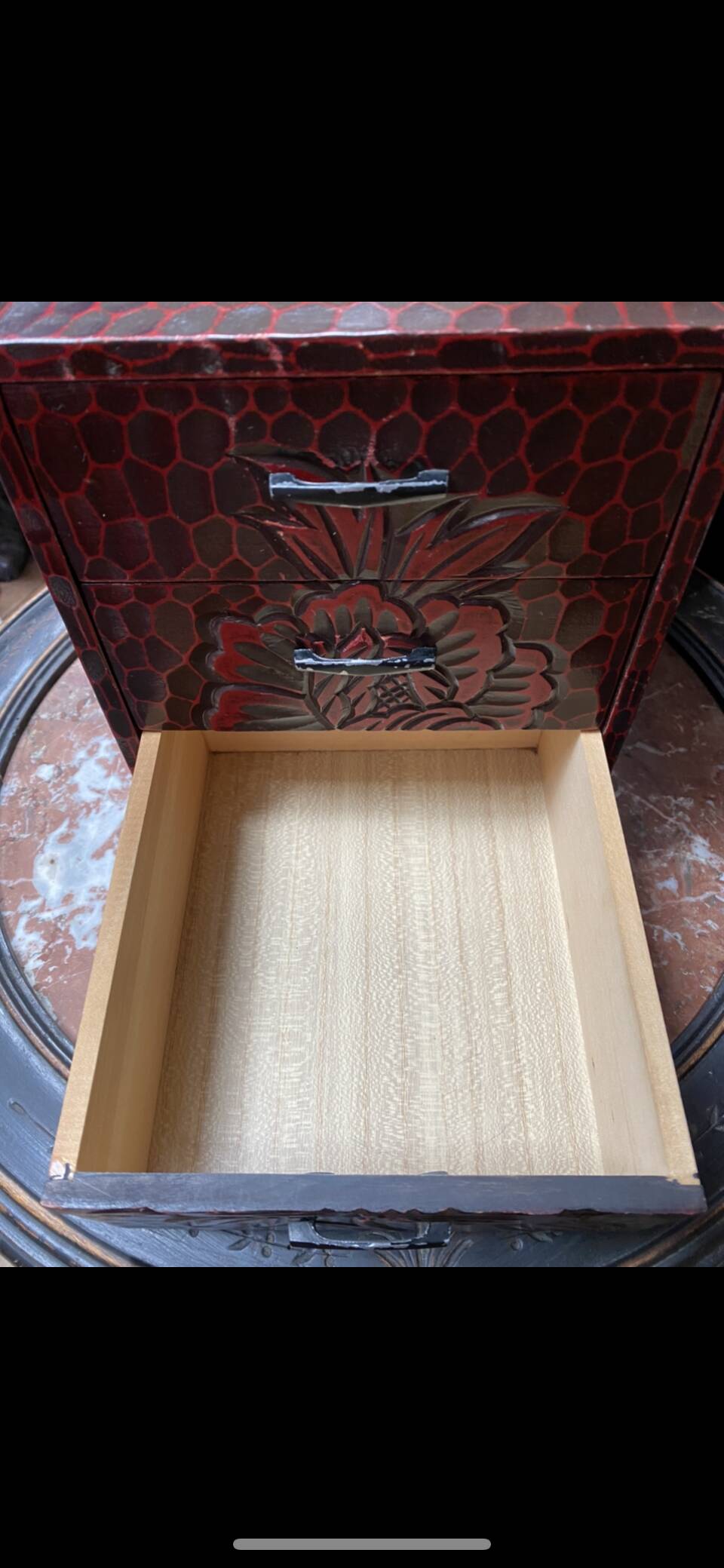 Jewelry box Box Japanese Tansu vintage carved wood