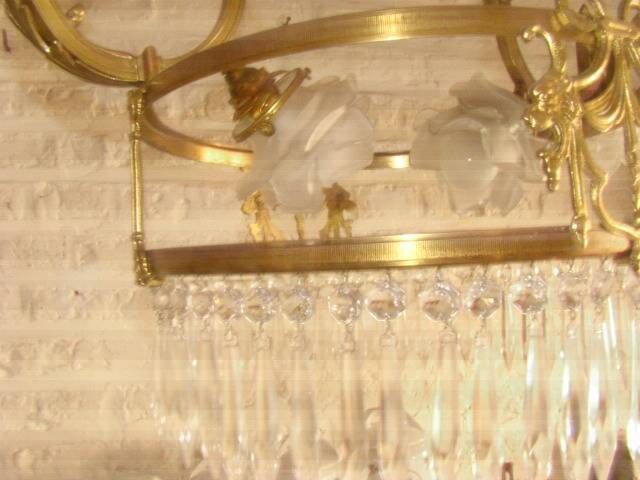bronze and brass chandelier with 6 arms from the early 20th century