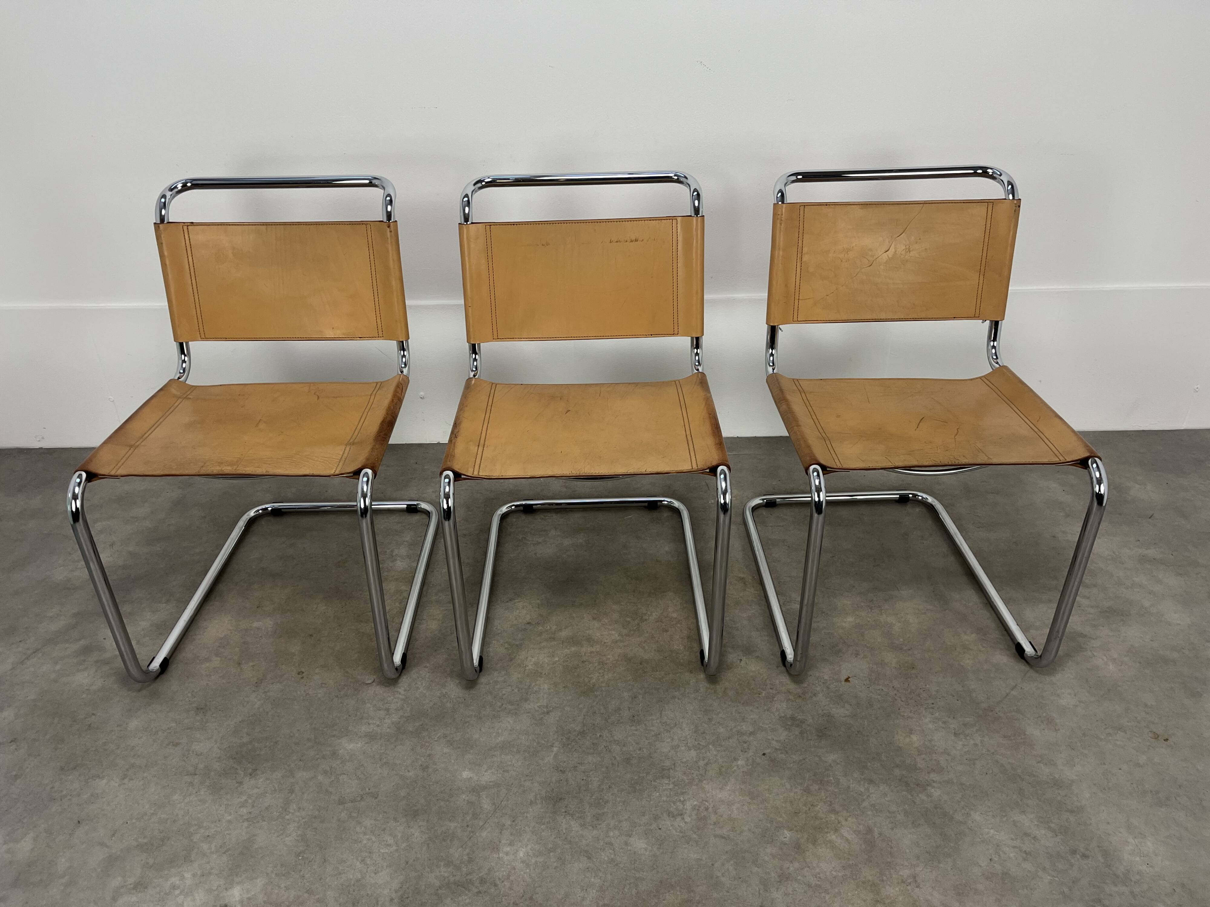 3 B33 Marcel Breuer chairs, 1980, leather