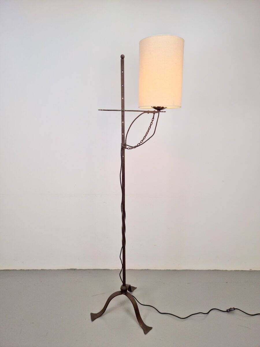 Brutalist Floor Lamp in Wrought Iron, 1950s