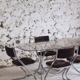 Chrome and smoked glass dining table in the style of Gastone Rinaldi, 1970.