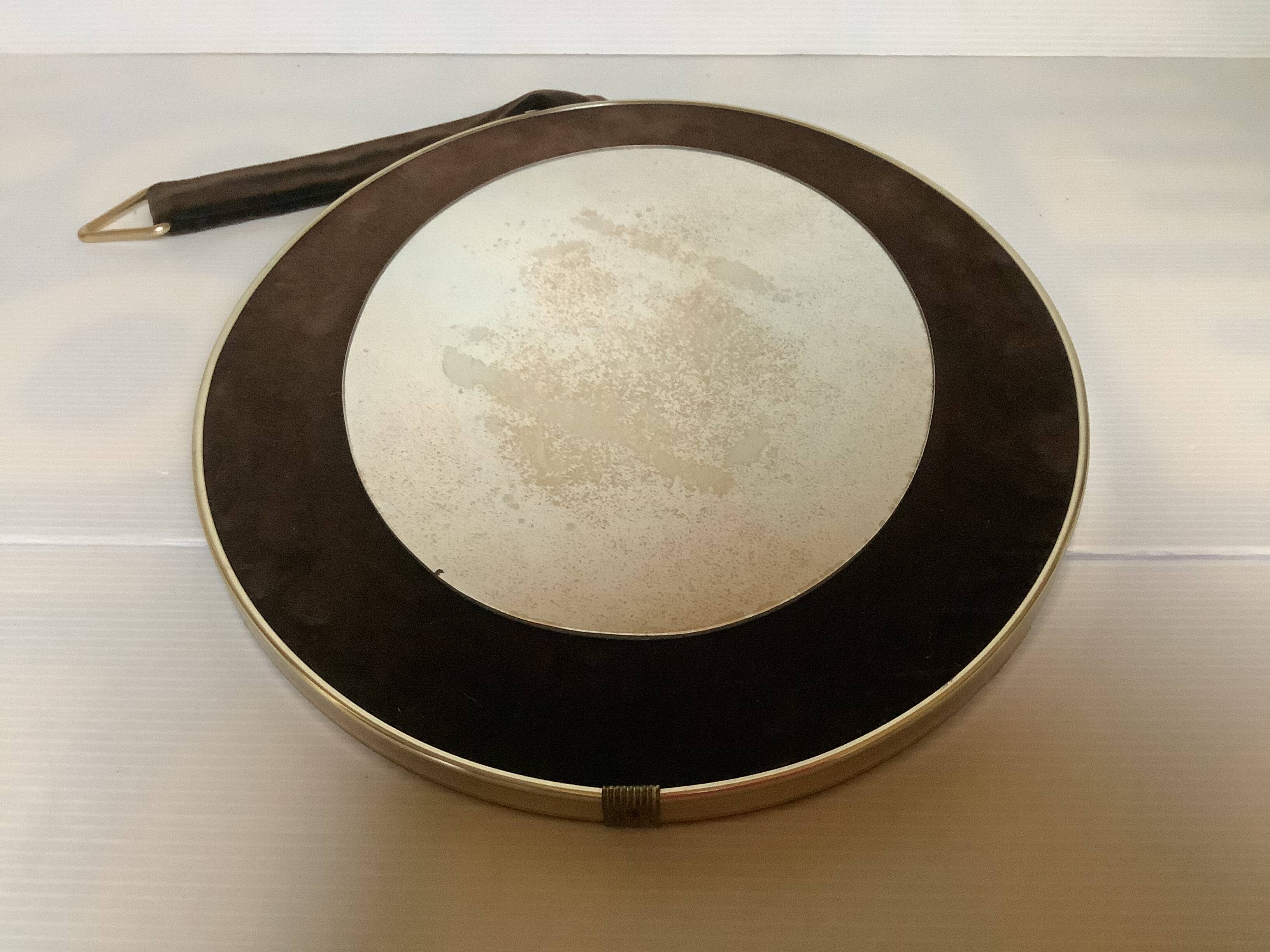 Miroir velours marron vintage