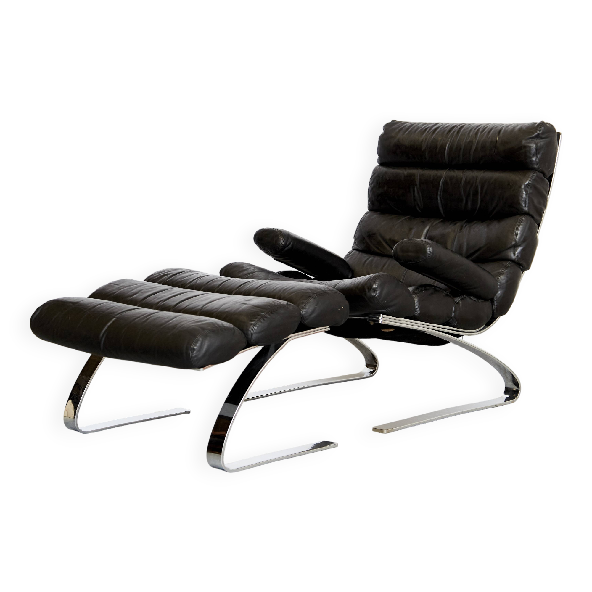 Sinus Armchair with Ottoman by Reinhold Adolf & Hans-Jürgen Schräpfer for Cor