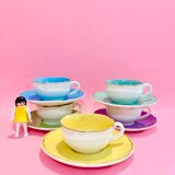 5 cups digoin sarreguemines france pastel 50