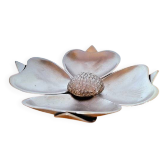 Silver-plated metal lotus flower ashtray, 1970.