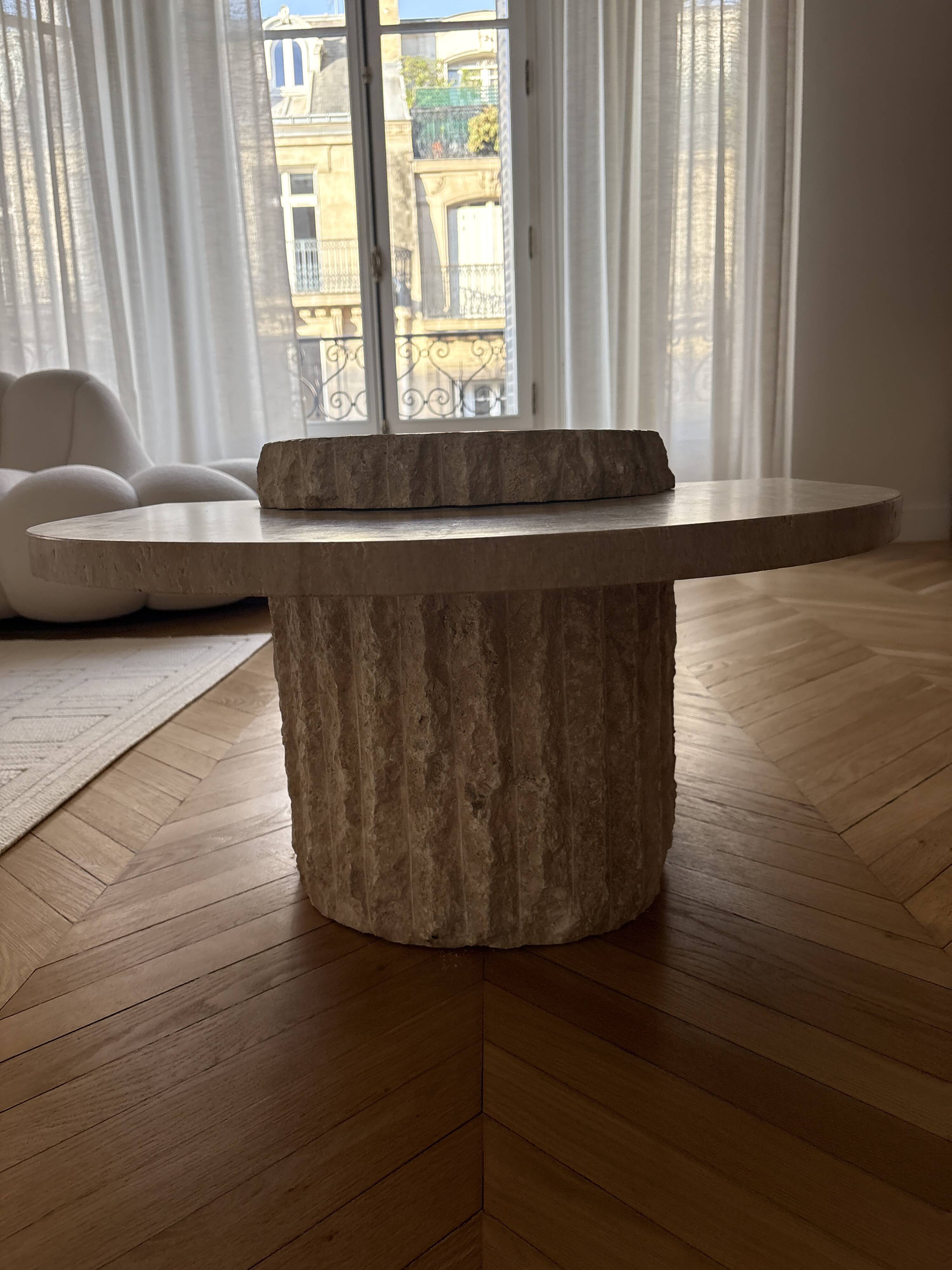 Travertine coffee table
