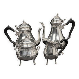 Louis xv style silver plated metal tea and coffee service, 4 pieces