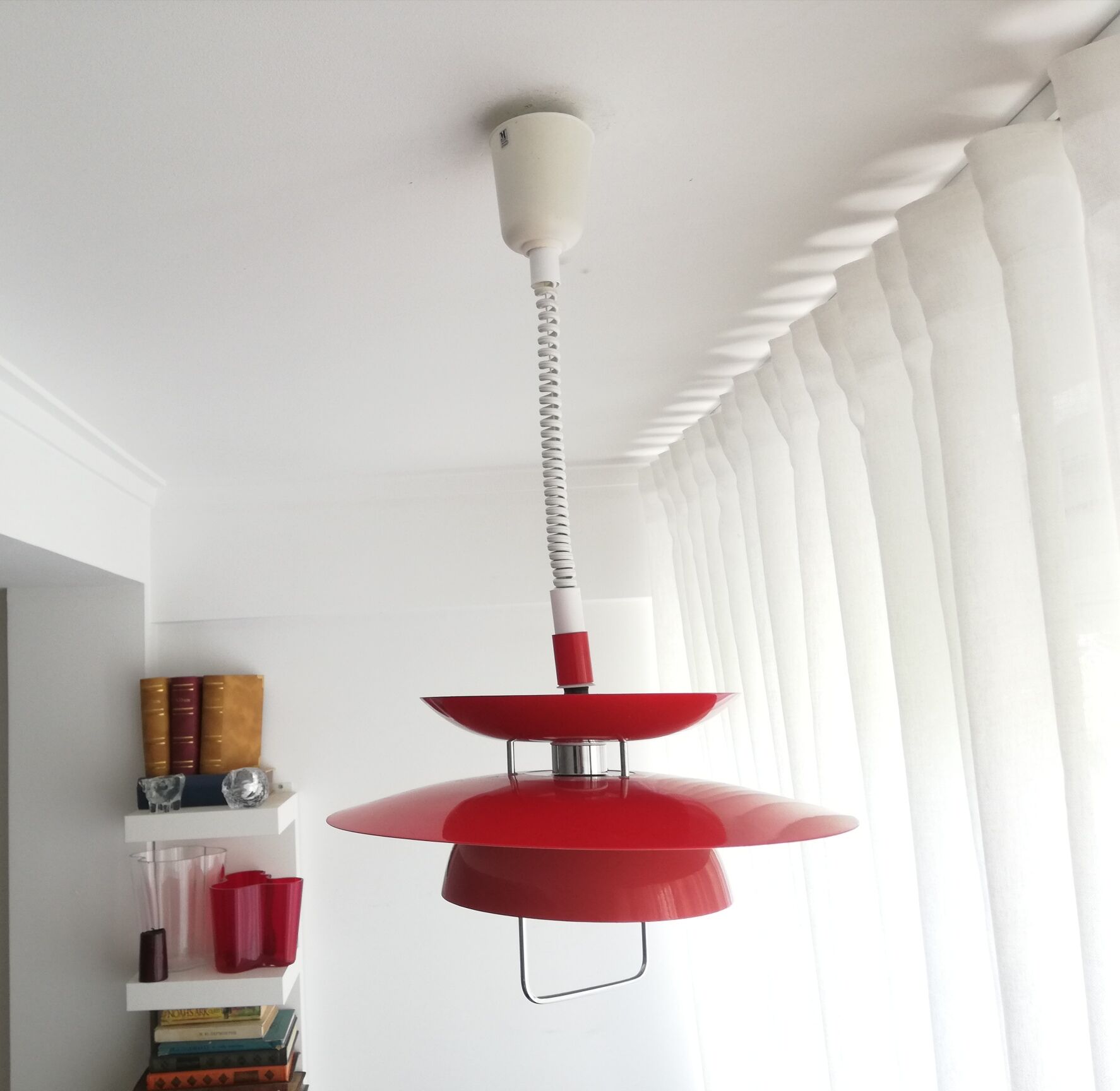 Red pull-down Scandinavian design ceiling lamp Berga by Markslöjd Sweden
