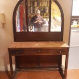 Wooden dressing table Courbet marquetry chevrons art deco Austrian