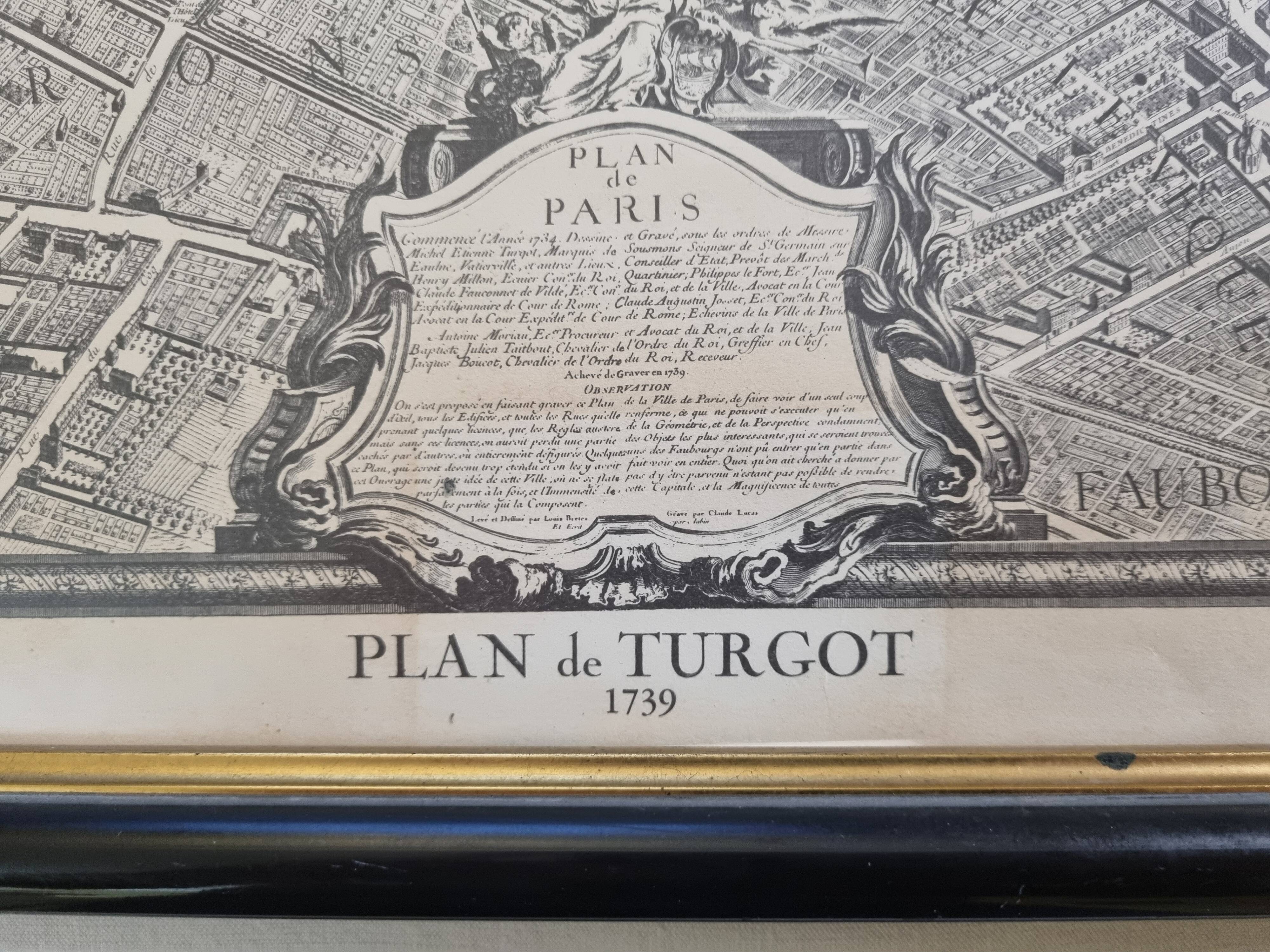 Turgot Plan 1739 – Vintage reproduction framed 100 x 80 cm with glass