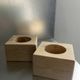 Pair of vintage travertine cube candlesticks from the 70s