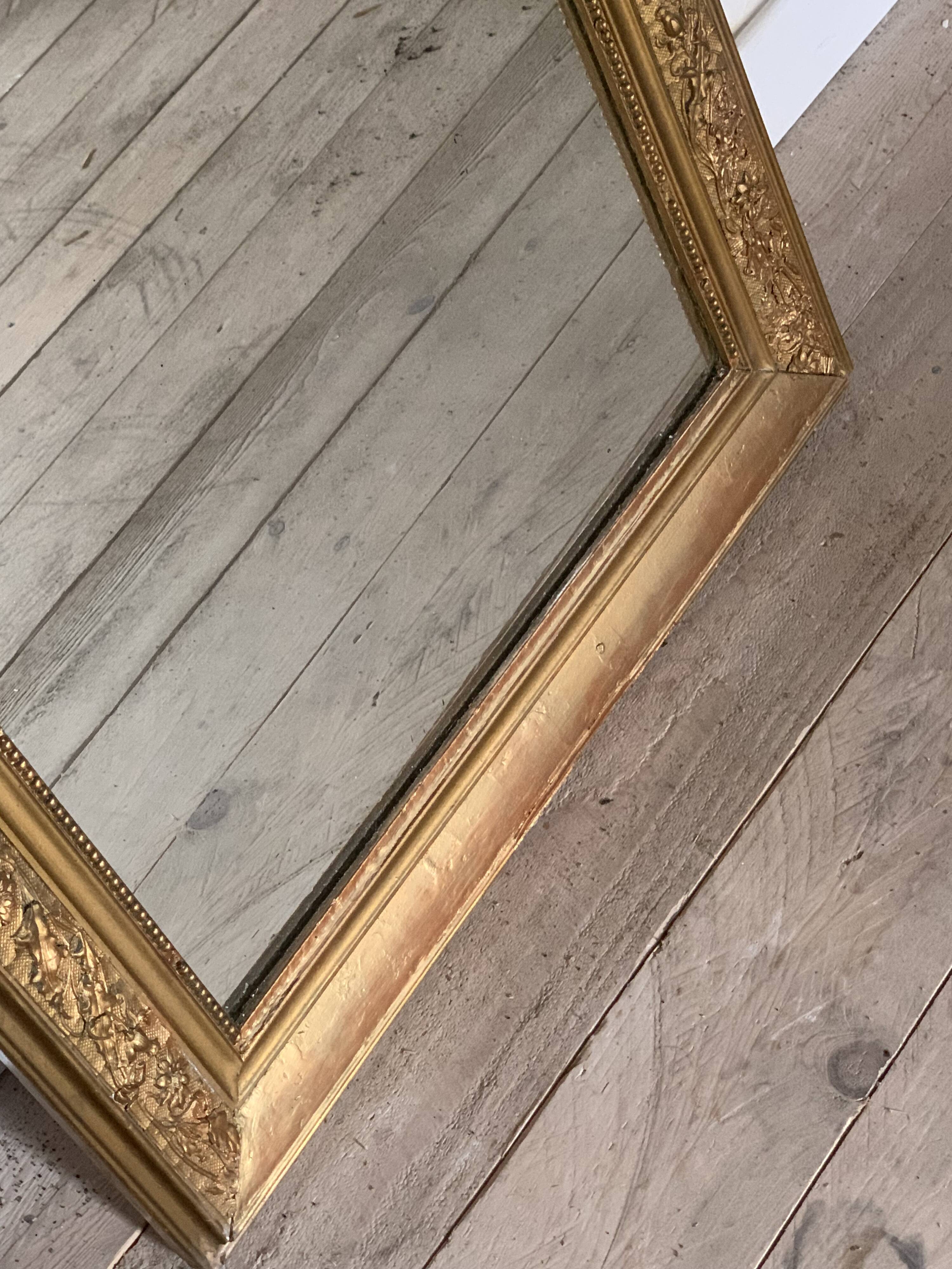 Louis philippe golden fireplace mirror with floral pattern