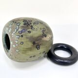 Glazed ceramic art vase with standing ceramic ring by Hanne Wydra-Jantz, Germany 1980