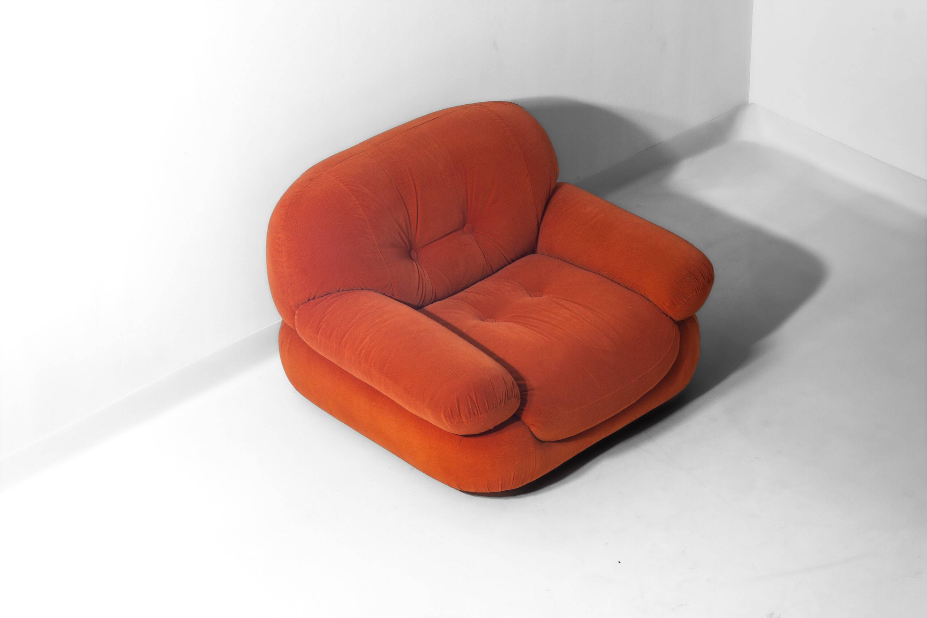 Vintage 'Sapporo' 3-seater sofa in suede by Mobil Girgi, 1970s