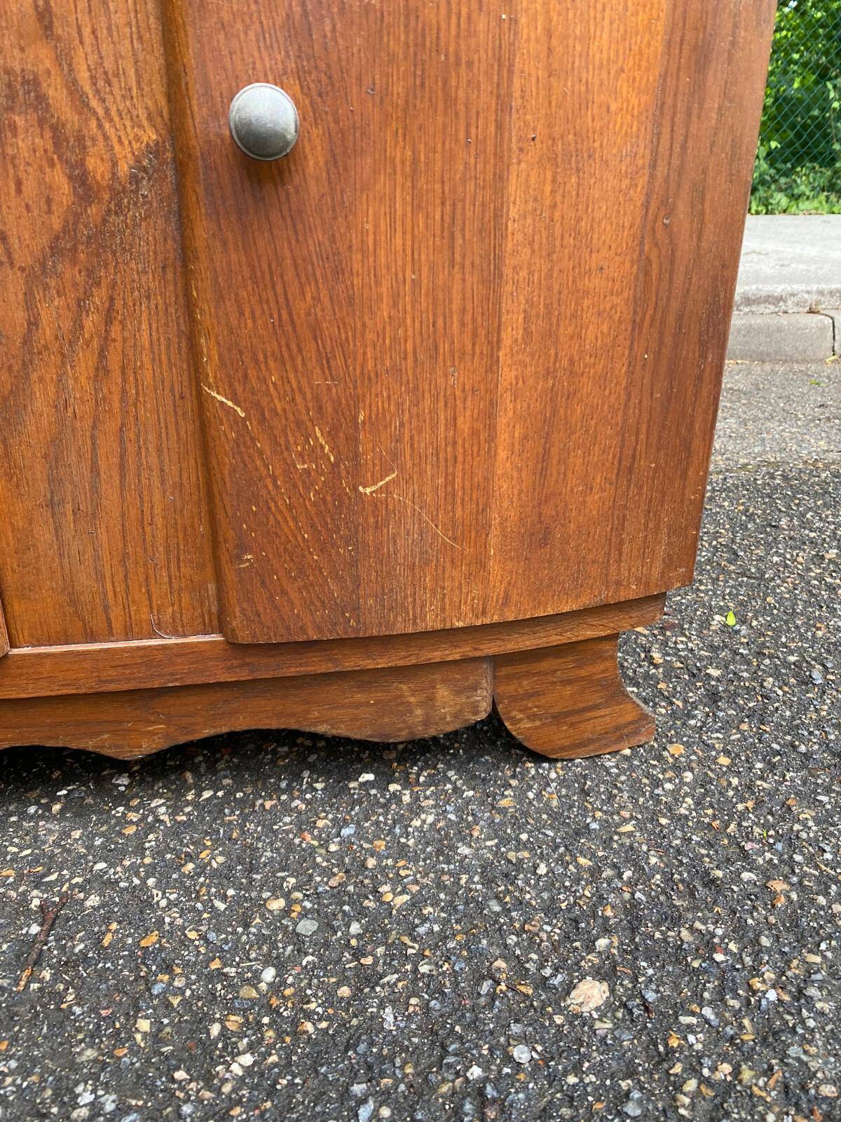 Art Deco bedside table in solid oak and marble from the 1930s.