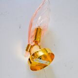 Floral wall lamp, pink murano glass, Italy, 1970