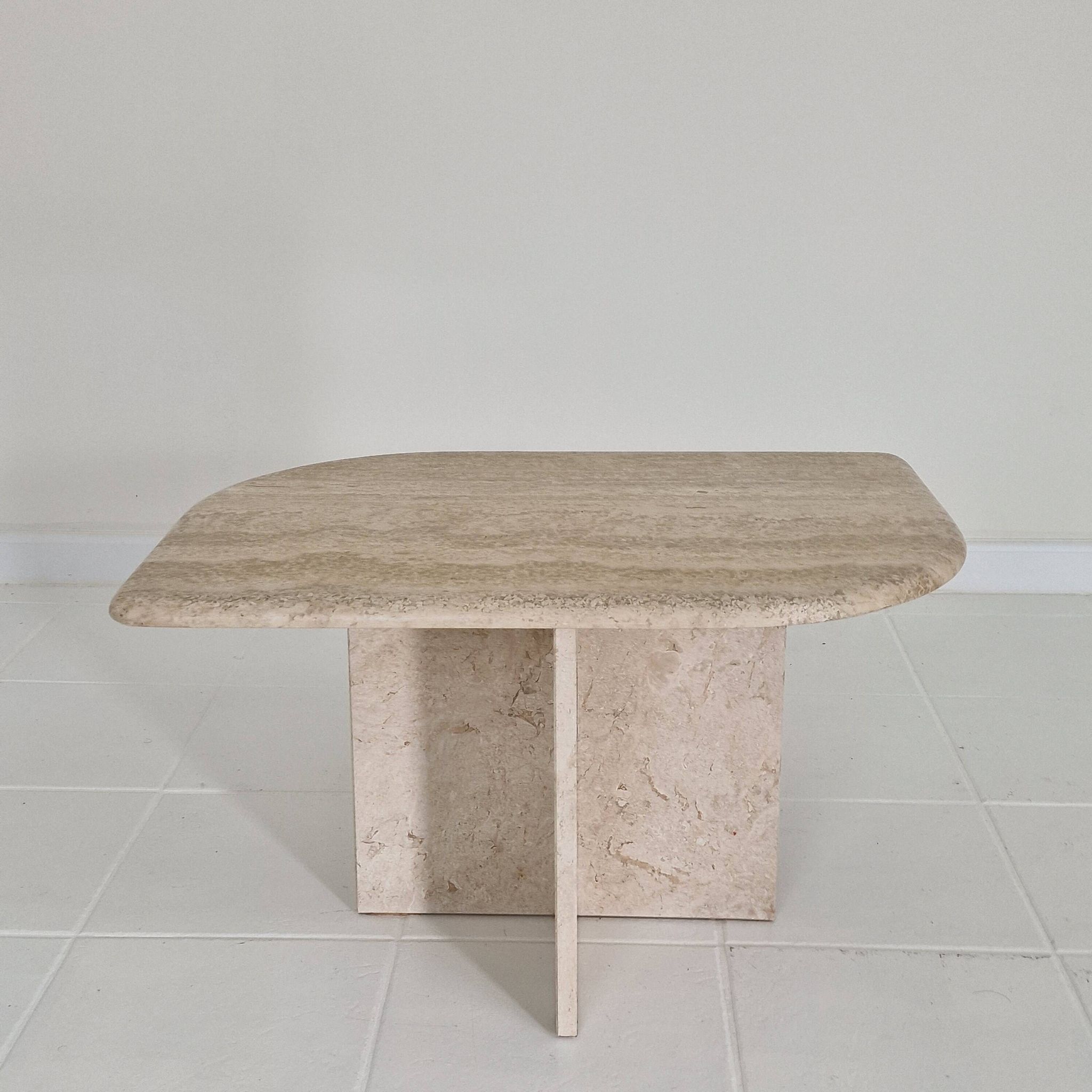 Travertine Coffee or Side Table in Teardrop Shape, Italy 1980s