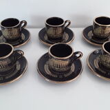 Set of 6 cups and under cups gilded with gold 24k