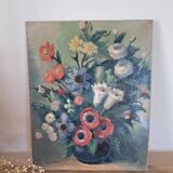 Tableau peinture nature morte fleurs