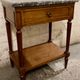 Louis XVI style bedside tables in solid walnut and grey marble