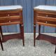 Pair of mahogany bedside tables, marble top, Louis XVI style
