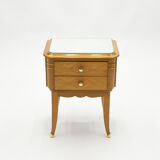Paire de chevets en sycomore laiton miroir par Jean Pascaud 1940
