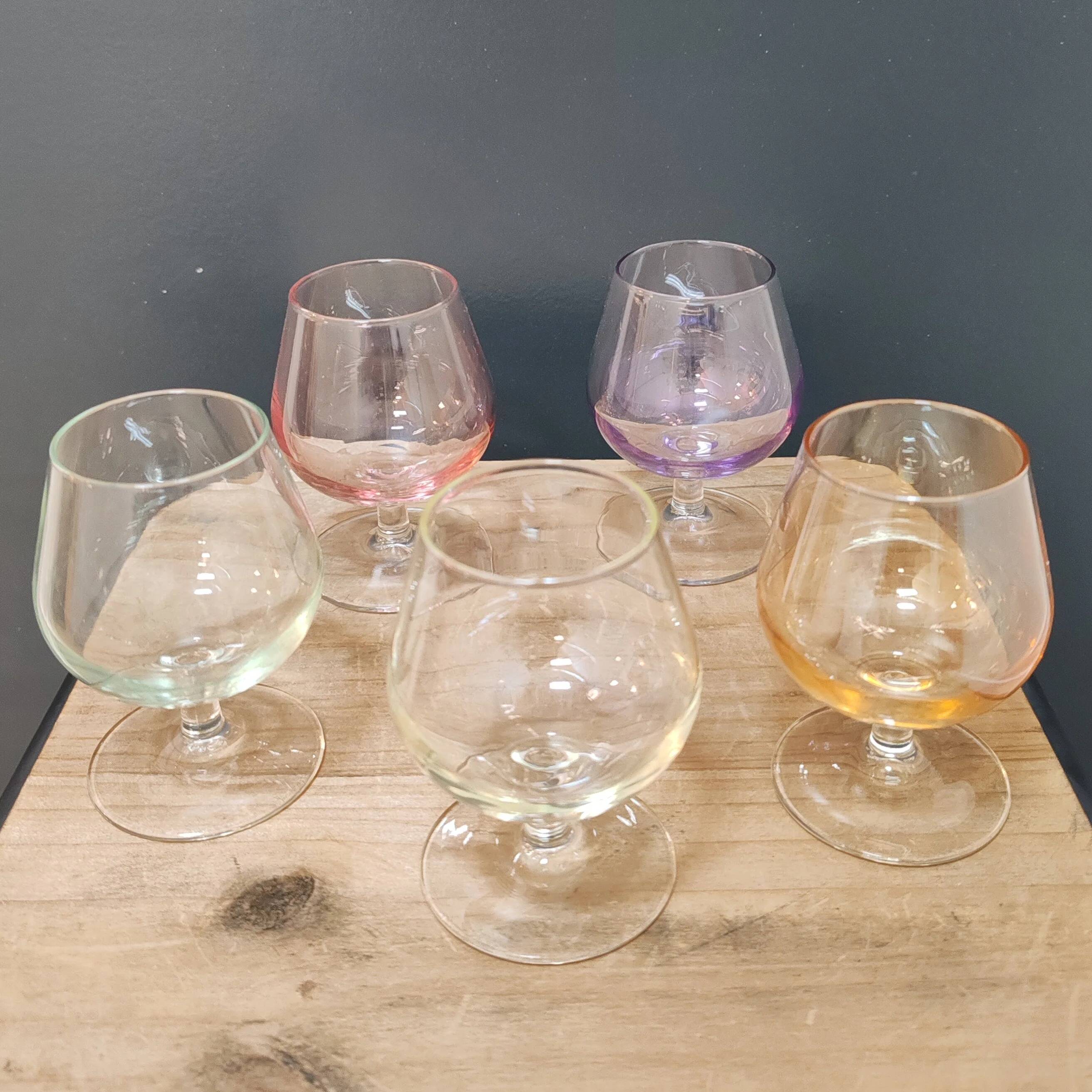 Set of coloured digestif glasses