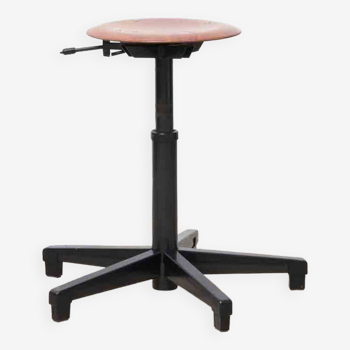 Tabouret ajustable pied noir et assise en pagwood chêne