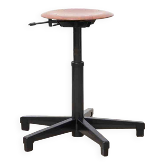 Tabouret ajustable pied noir et assise en pagwood chêne