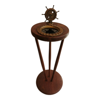 Older maritime floor ashtray on wooden base