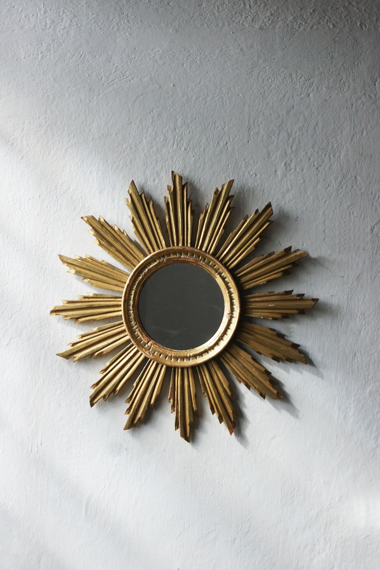 Mid-century sun mirror in wood