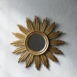 Mid-century sun mirror in wood