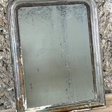 Antique Louis-Philippe Mirror, 19th Century, Shabby Silver Patina