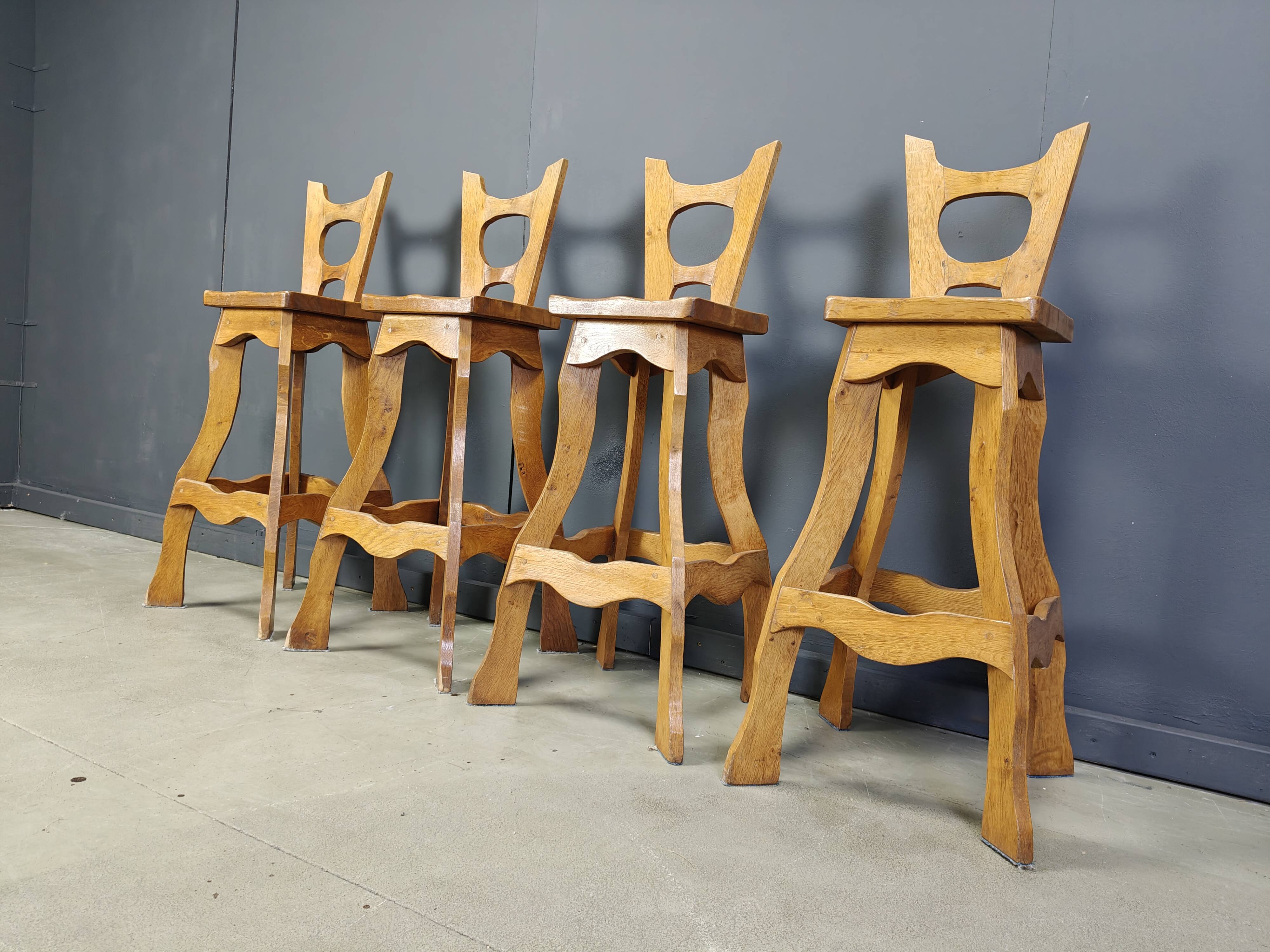 Vintage brutalist bar stools, set of 4 - 1960s