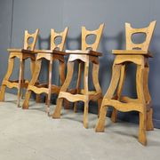 Vintage brutalist bar stools, set of 4 - 1960s